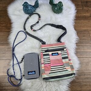 Kavu Striped and Chevron Bags - Pink, Green, Black